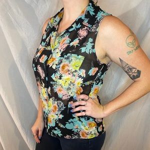 Sheer floral sleeveless top